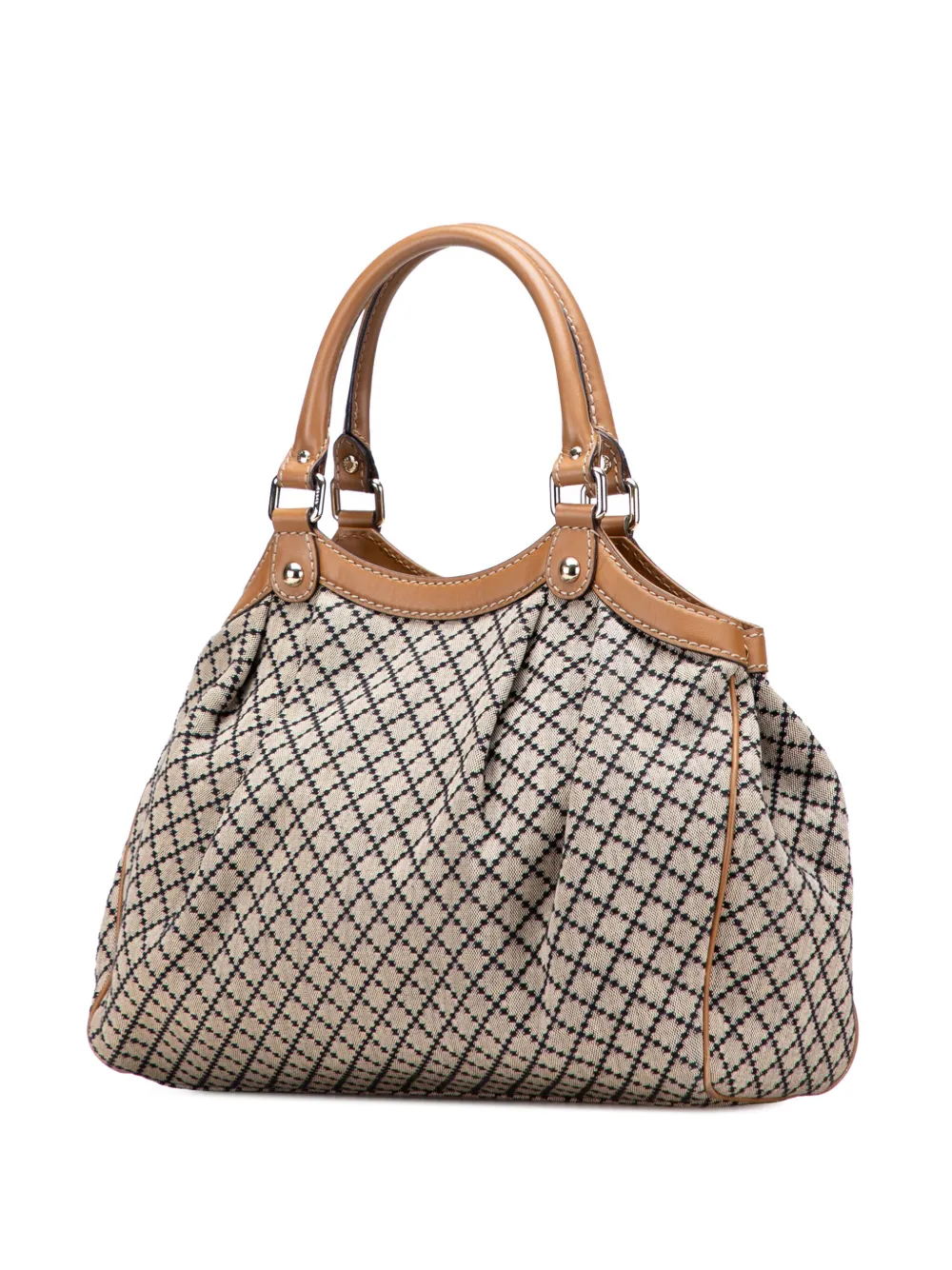 Pre-owned Gucci 2000-2015 Medium Diamante Canvas Sukey Tote Bag In Brown