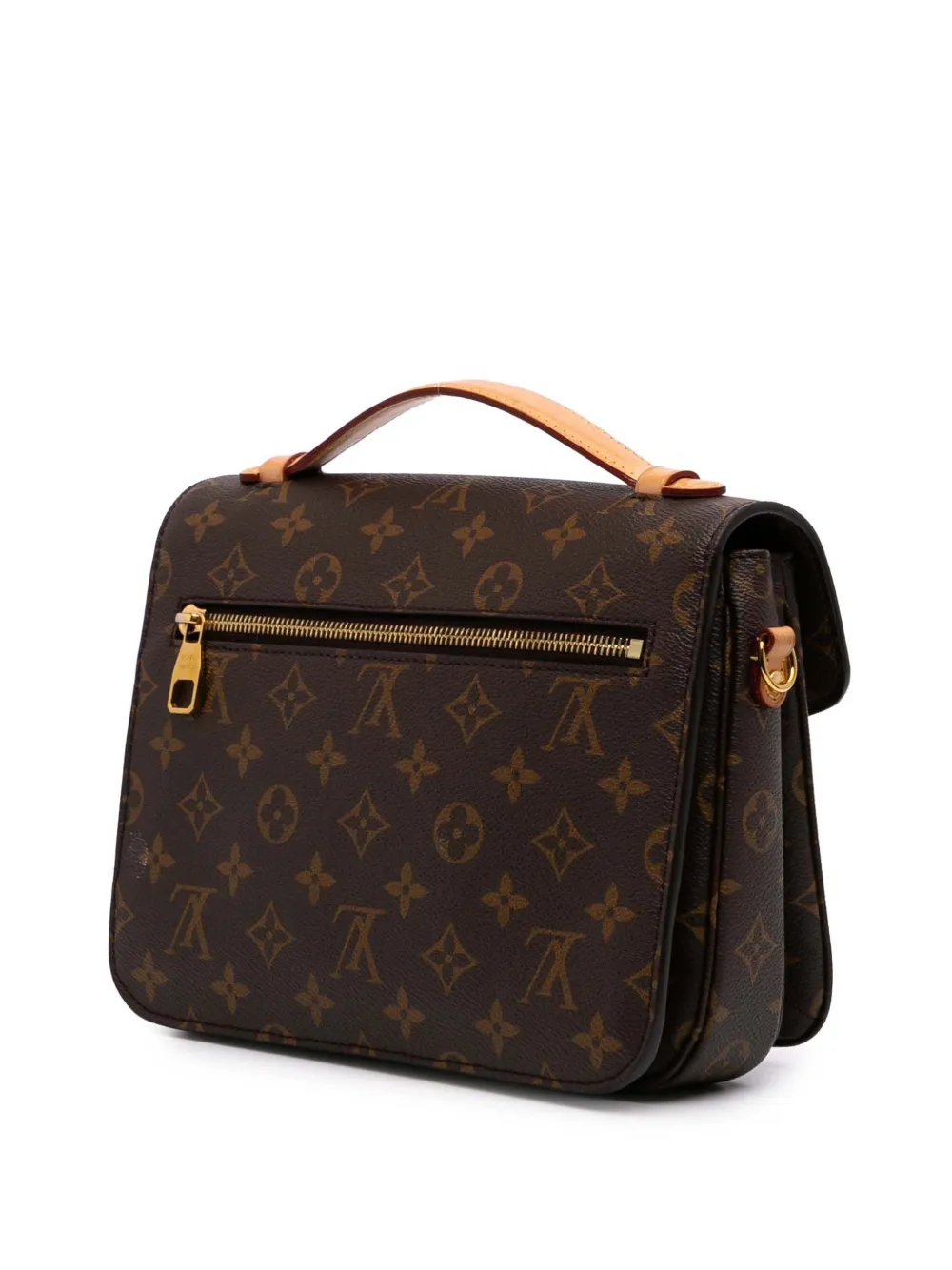 Pre-owned Louis Vuitton 2017 Monogram Pochette Metis Satchel In Brown