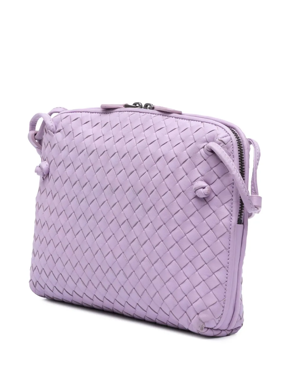 Pre-owned Bottega Veneta 2012-2025 Medium Nappa Intrecciato Nodini Crossbody Bag In Purple