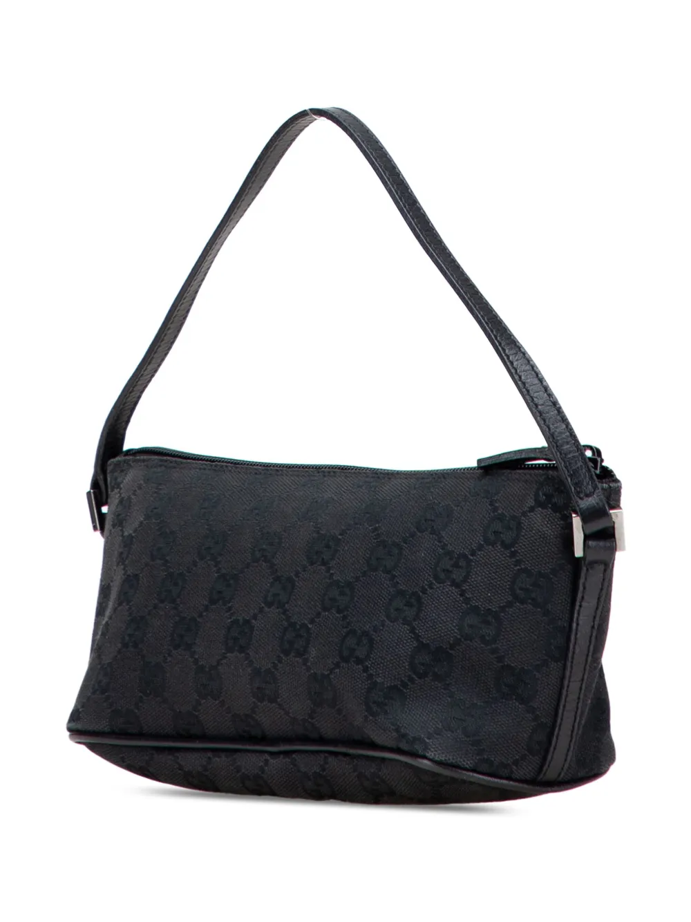 Pre-owned Gucci 2000-2015 Gg Canvas Boat Shoulder Bag In Black