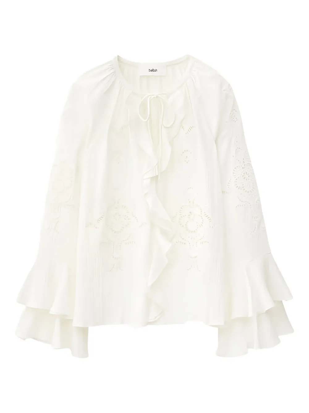 Ba&sh Omar Embroidered Ruffled Blouse In White