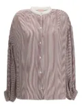 Kristina Ti striped balloon-sleeve shirt - Red