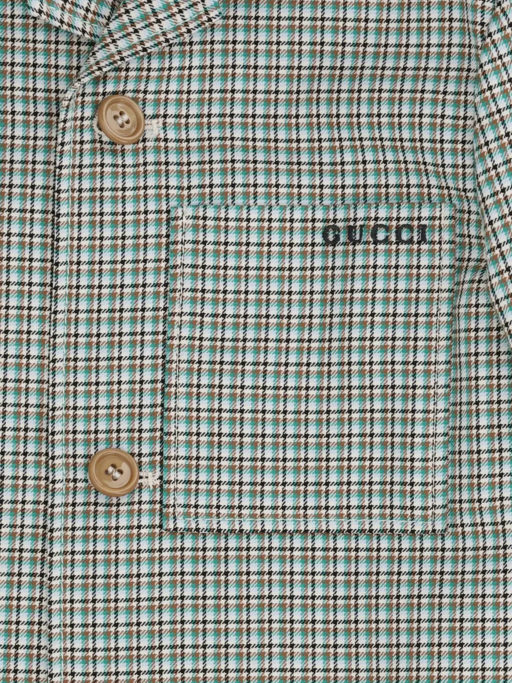 Gucci Kids Geruit jack met opgestikte zak Groen