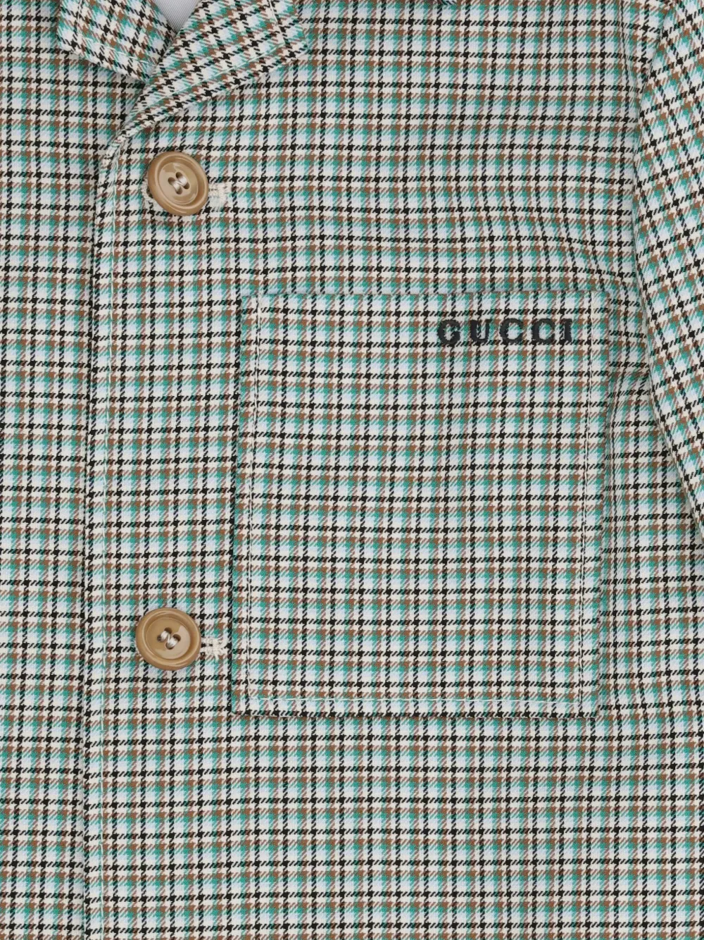 Gucci Kids Geruit jack met opgestikte zak Groen