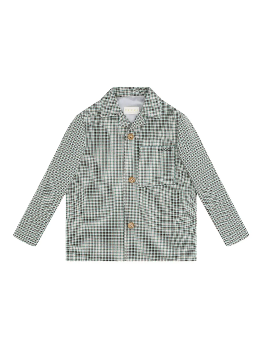Gucci Kids チェック パッチポケット ジャケット - グリーン Gucci Kids チェック パッチポケット ジャケット - グリーン