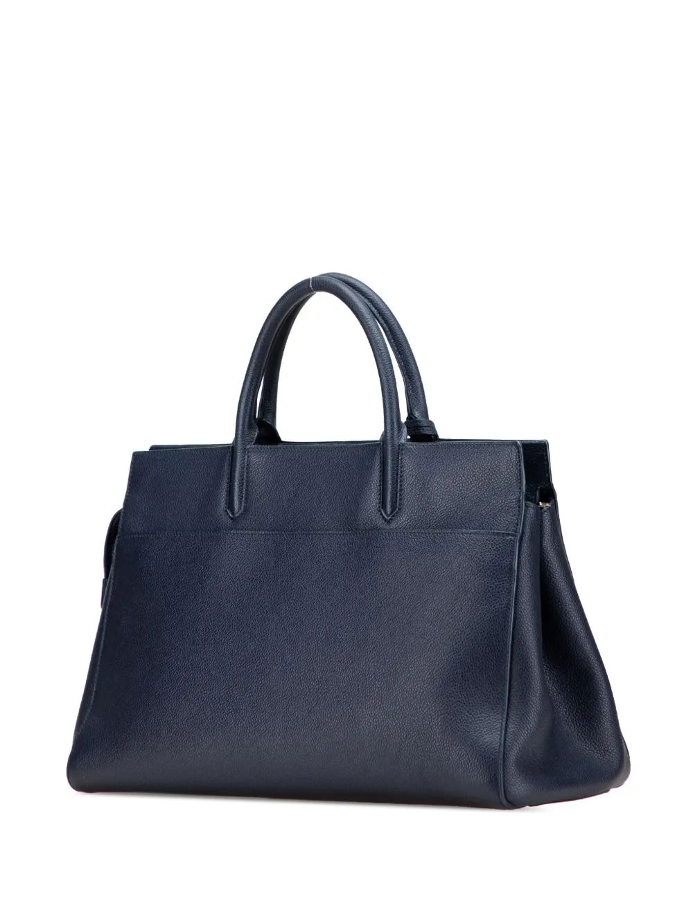 Pre-owned Saint Laurent 2019 Medium Grained Calfskin Cabas Rive Gauche Satchel In Blue