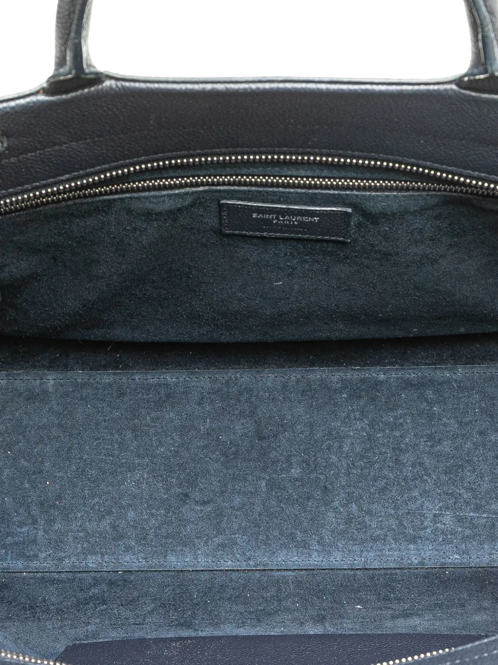 Pre-owned Saint Laurent 2019 Medium Grained Calfskin Cabas Rive Gauche Satchel In Blue