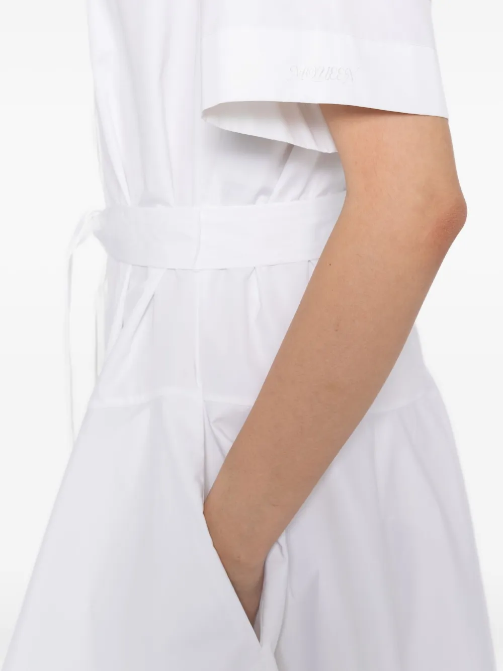 Alexander Mcqueen Belted Organic Cotton-poplin Midi Shirt Dress In White