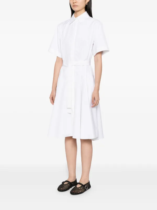 Alexander McQueen ベルテッド シャツドレス | ホワイト | FARFETCH JP