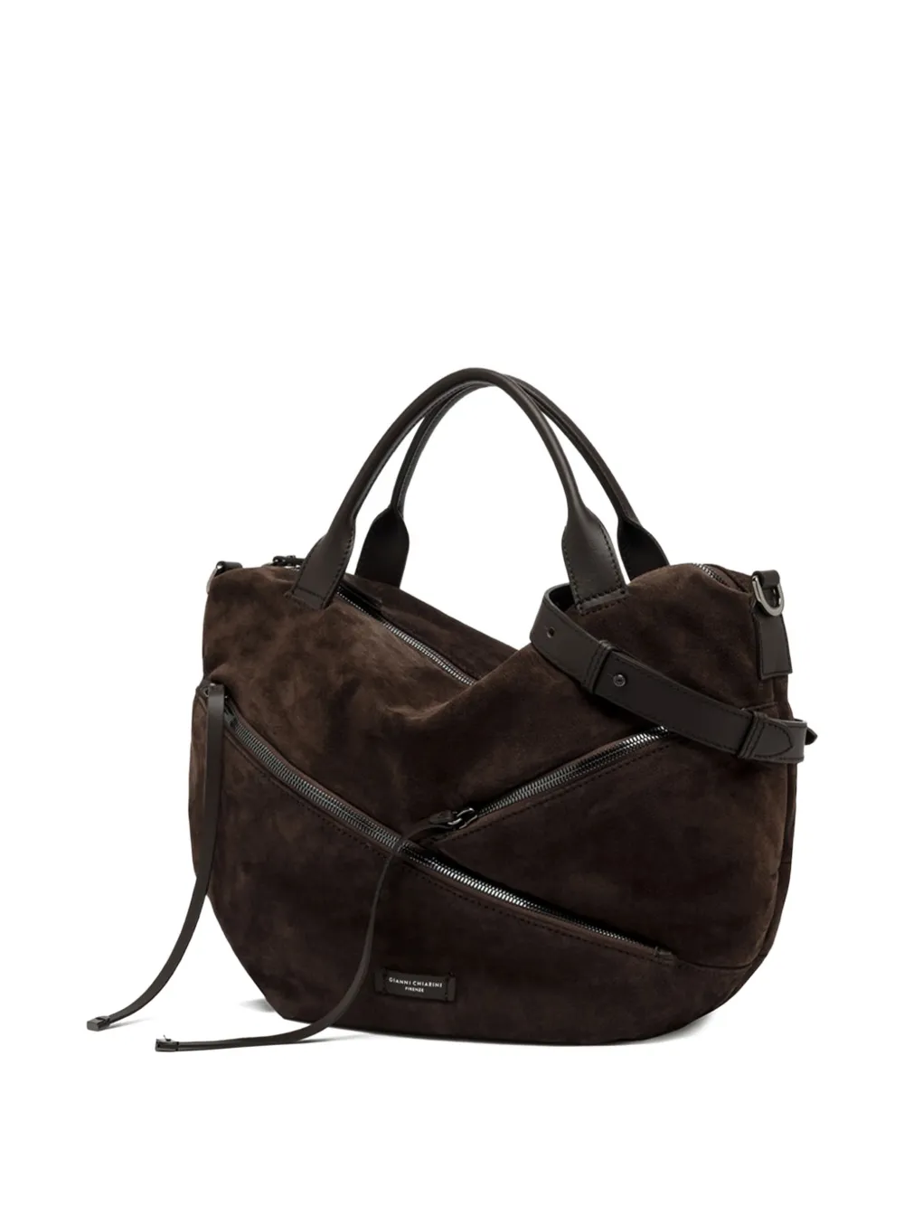 GIANNI CHIARINI Shania suède shopper met ritsdetail Bruin
