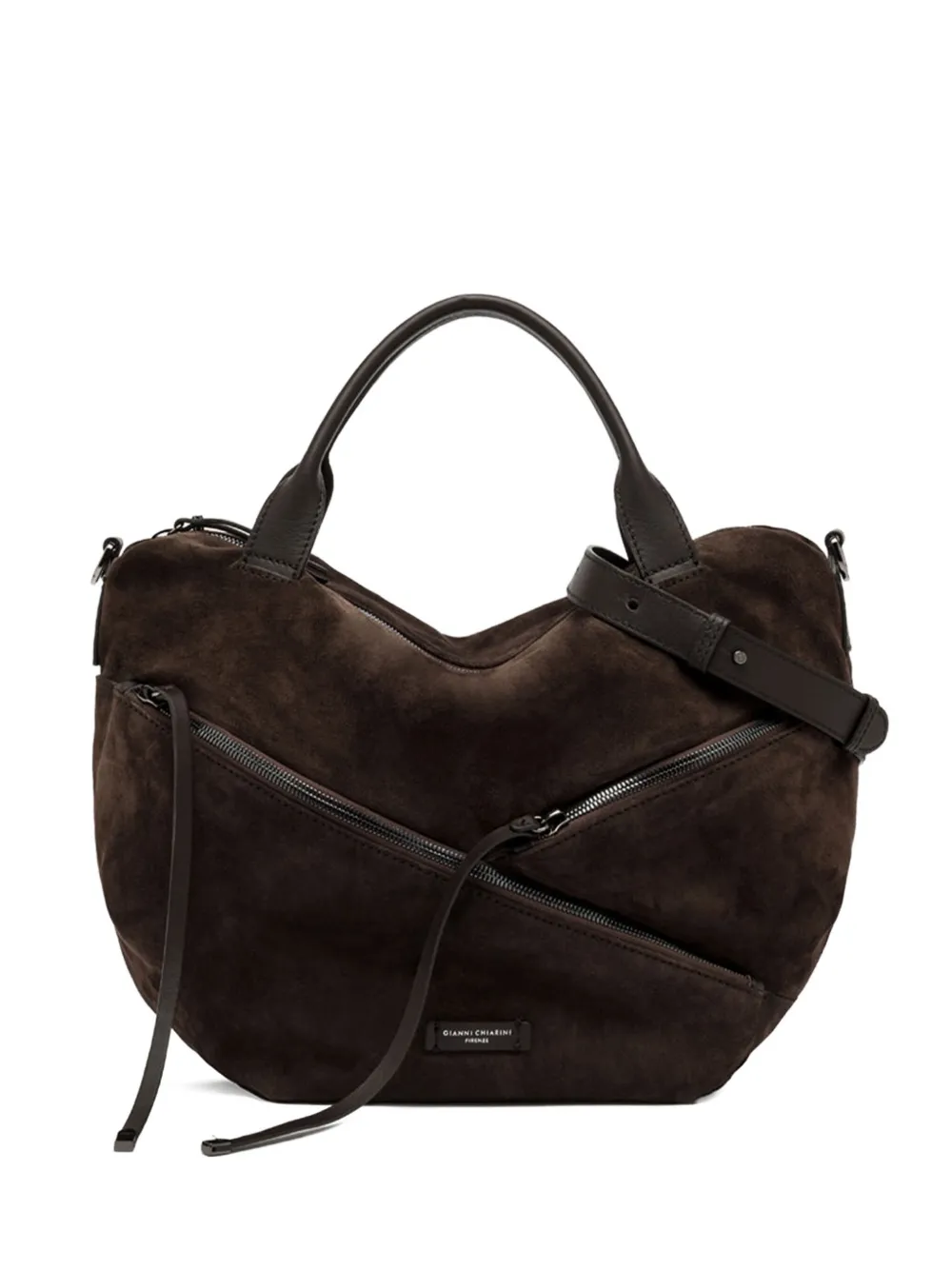 GIANNI CHIARINI Shania suède shopper met ritsdetail Bruin