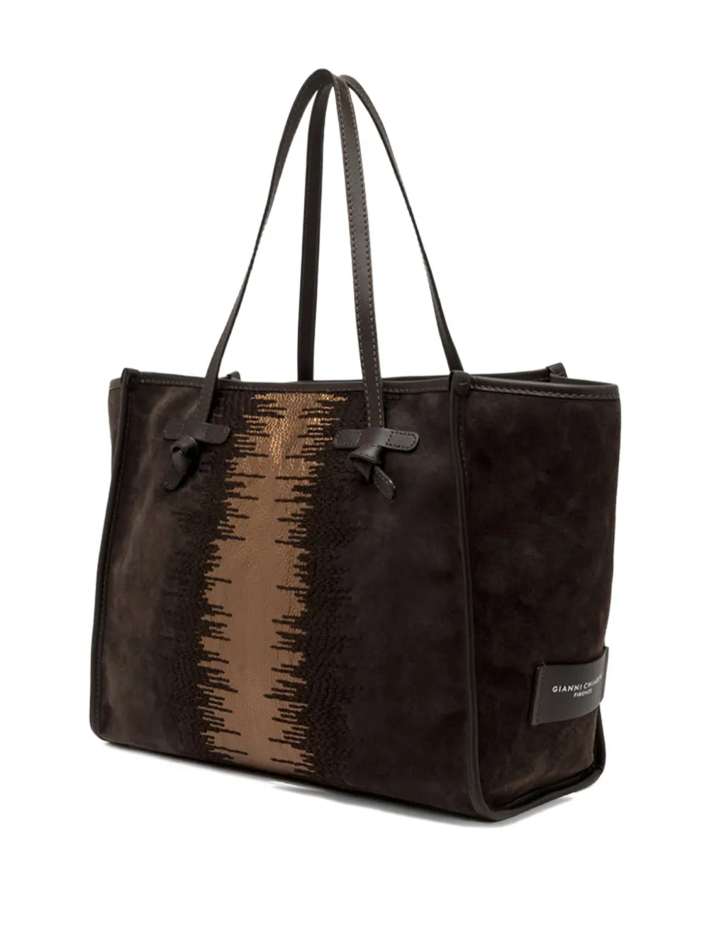 GIANNI CHIARINI Marcella suede-leather knotted tote bag Bruin