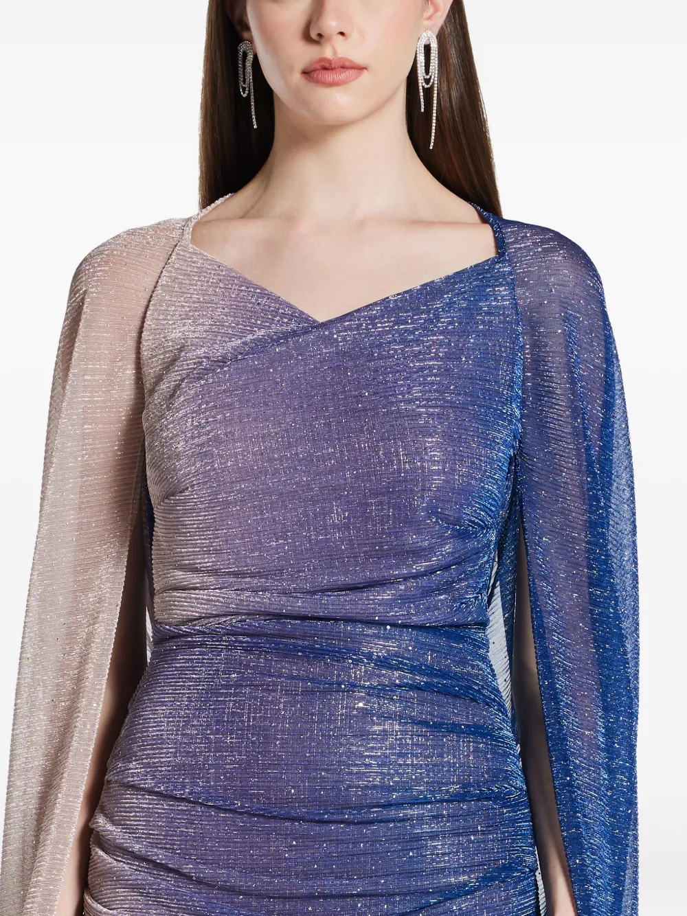 Talbot Runhof Voile avondjurk Blauw