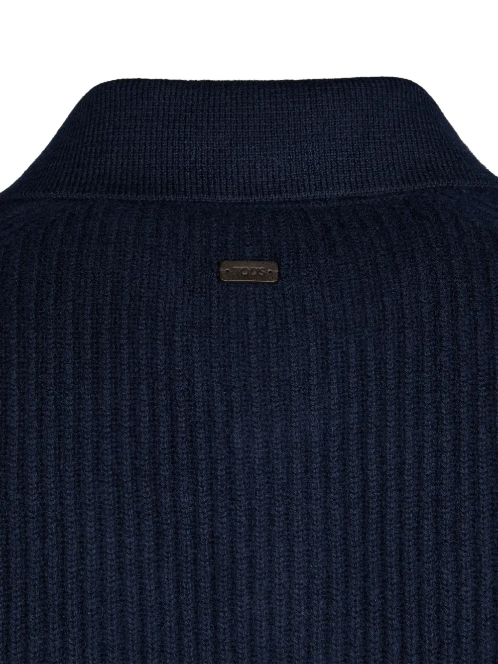 Tod's Ribbed Polo-collar Cardigan In Blue
