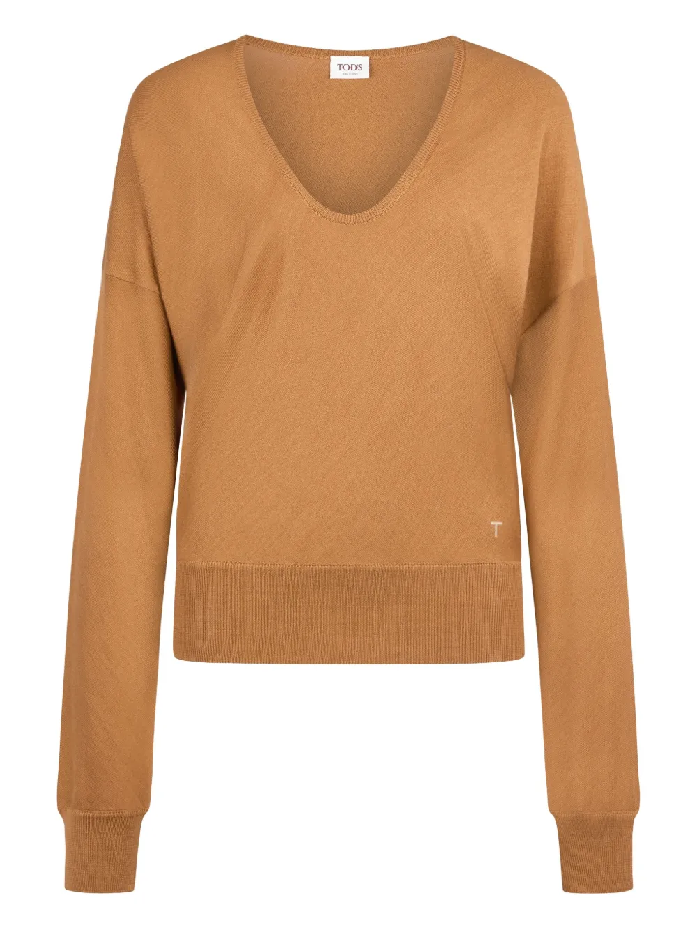 Tod's V-neck Wool-silk Blend Sweater In Orange