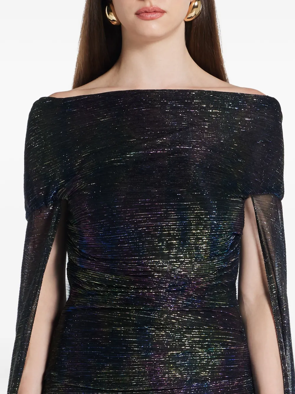 Talbot Runhof Off-shoulder jurk Blauw