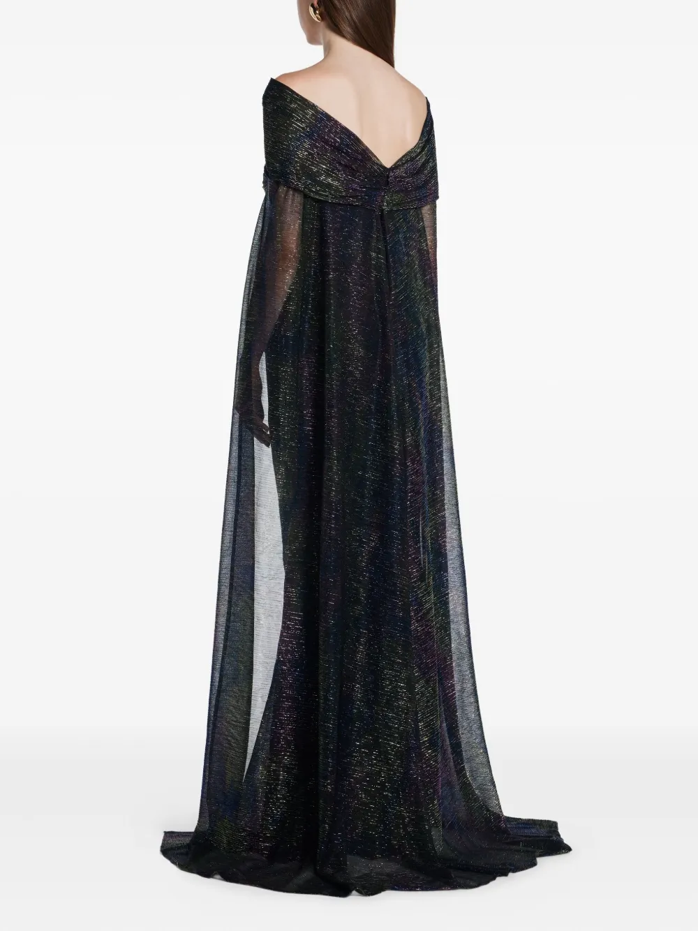 Talbot Runhof Off-shoulder jurk Blauw