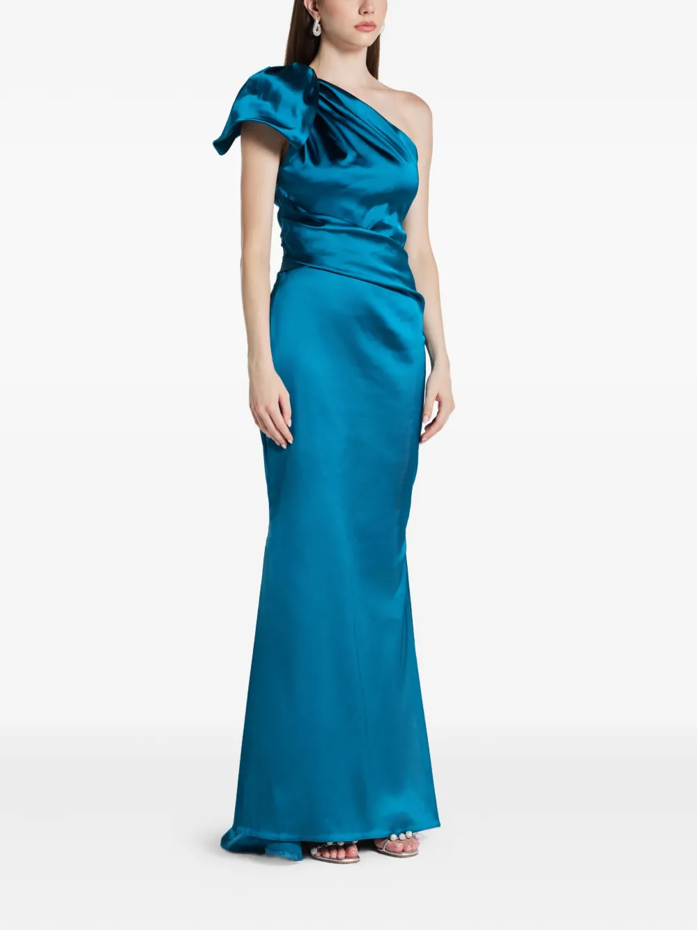 Talbot Runhof Asymmetrische geknoopte jurk Blauw