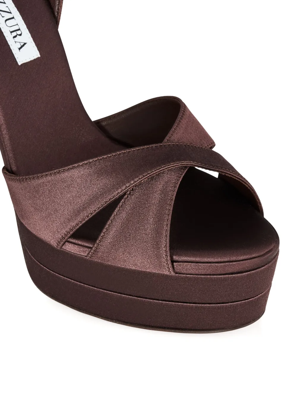 Aquazzura Satin Divine Plateau Platform Sandals 130 In Brown
