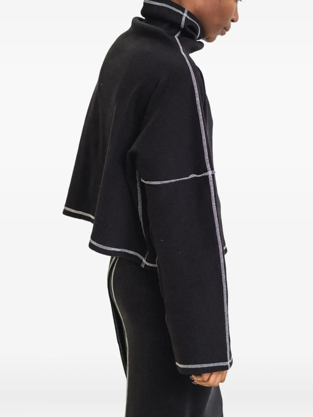 Baserange Camer Contrast-stitch Turtleneck Top In Black