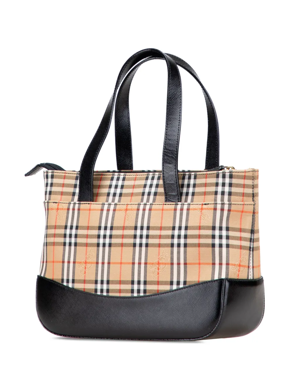 Pre-owned Burberry 20th Century Haymarket Check Canvas Handbag In Brown