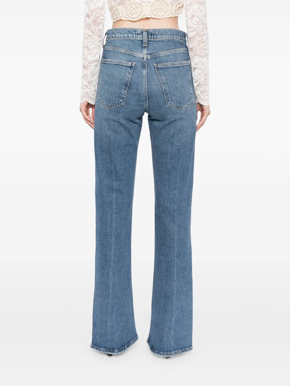 Agolde Kick Boot Jeans Stencil Color Mid Rise In Blue