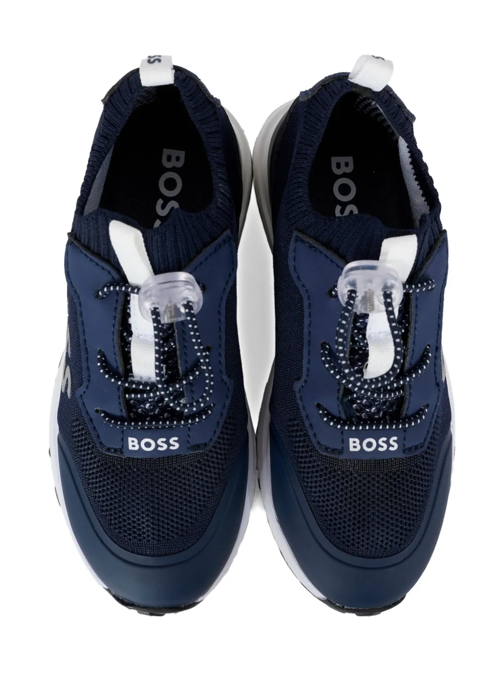 BOSS Kidswear Gebreide sneakers met logodetail - Blauw
