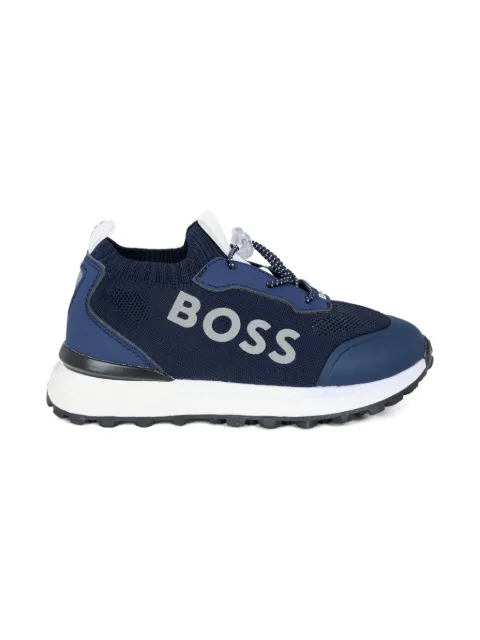 BOSS Kidswear logo-detail knitted trainers