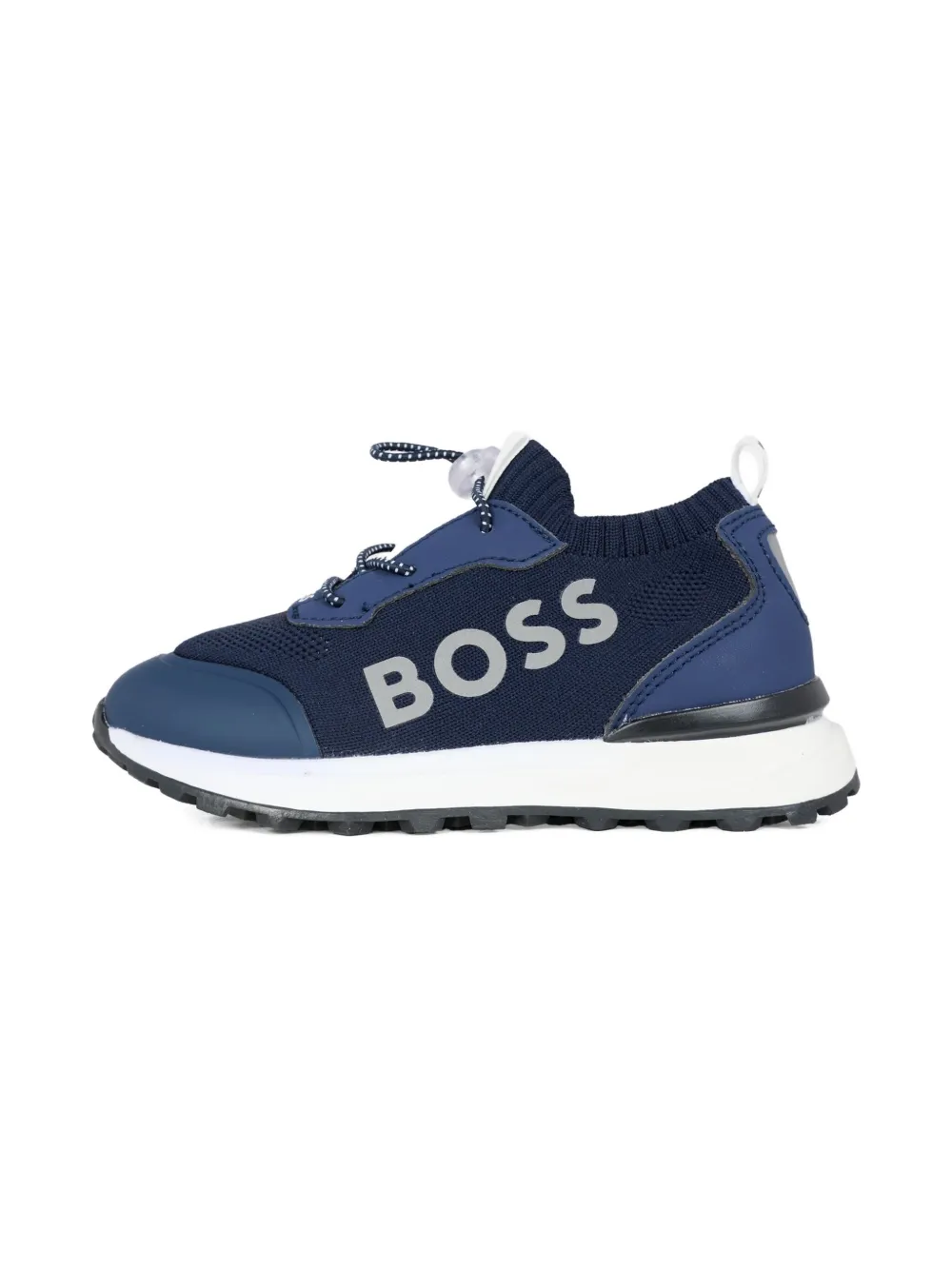 BOSS Kidswear logo-detail knitted trainers Blue