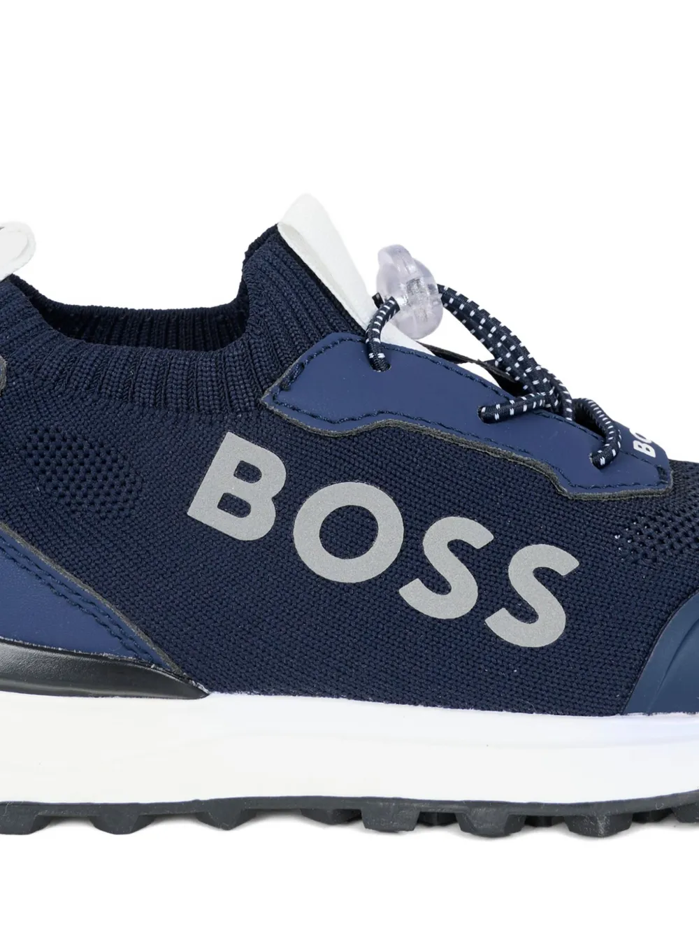 BOSS Kidswear logo-detail knitted trainers Blue