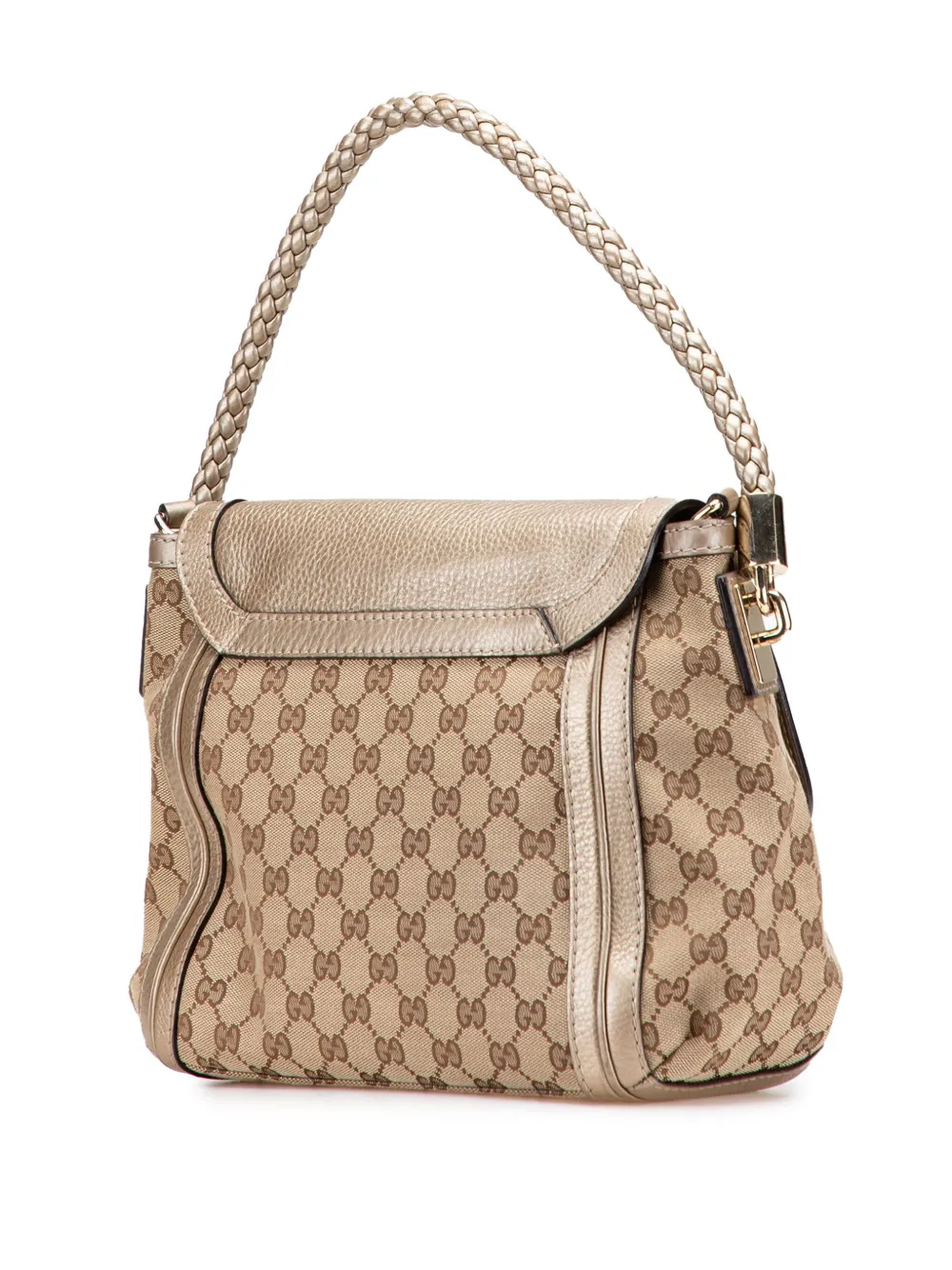 Pre-owned Gucci 2000-2015 Gg Canvas Bella Flap Satchel In Brown