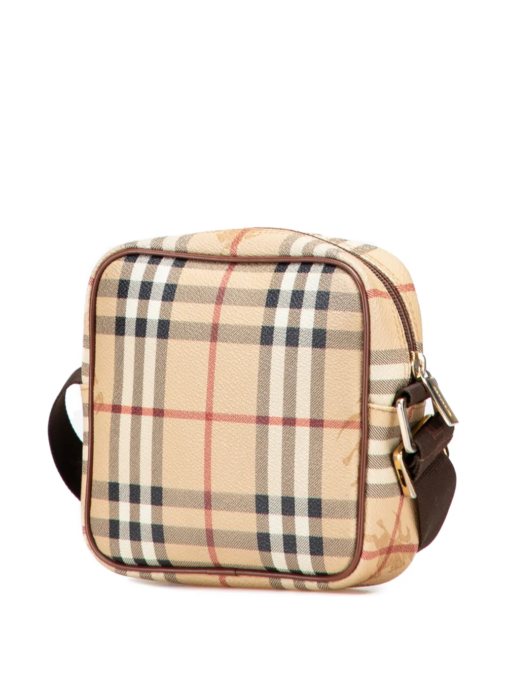 Pre-owned Burberry 2000-2017 Haymarket Check Canvas Crossbody Bag In Brown
