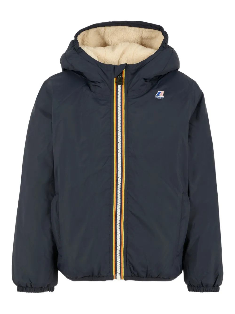 K Way Kids hooded fleece-lined jacket Blauw