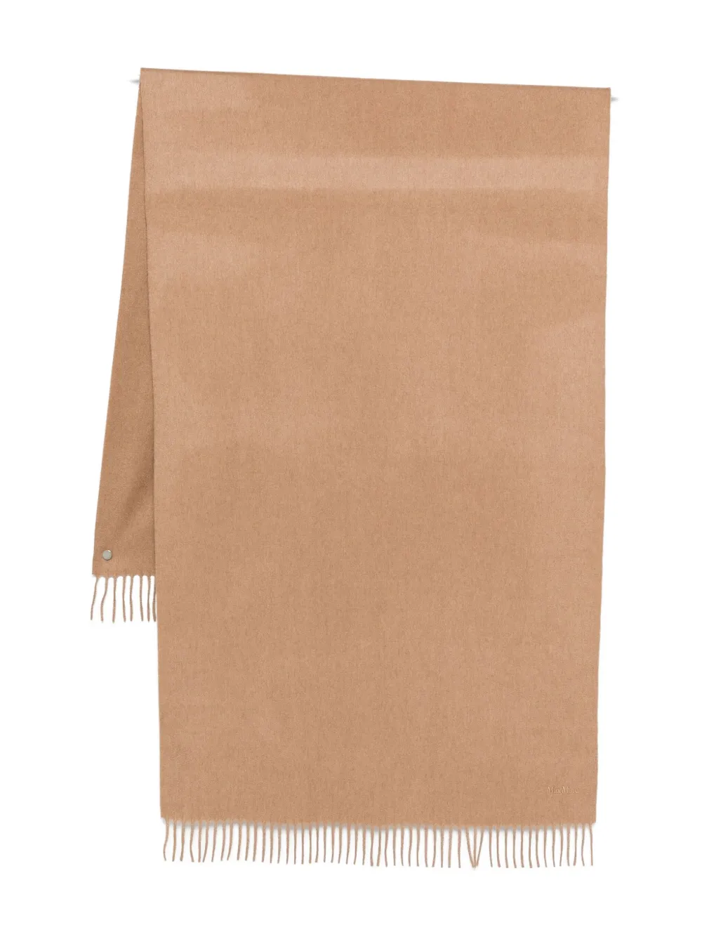 Max Mara Embroidered Monogram Cashmere Stole With Fringed Edges In Brown