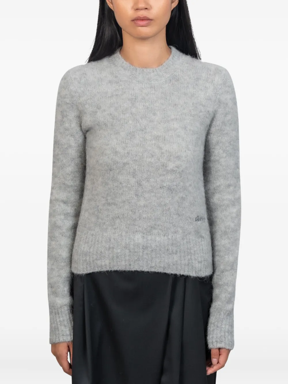 AMI Paris logo-embroidered crew-neck sweater | Grey | Image 1