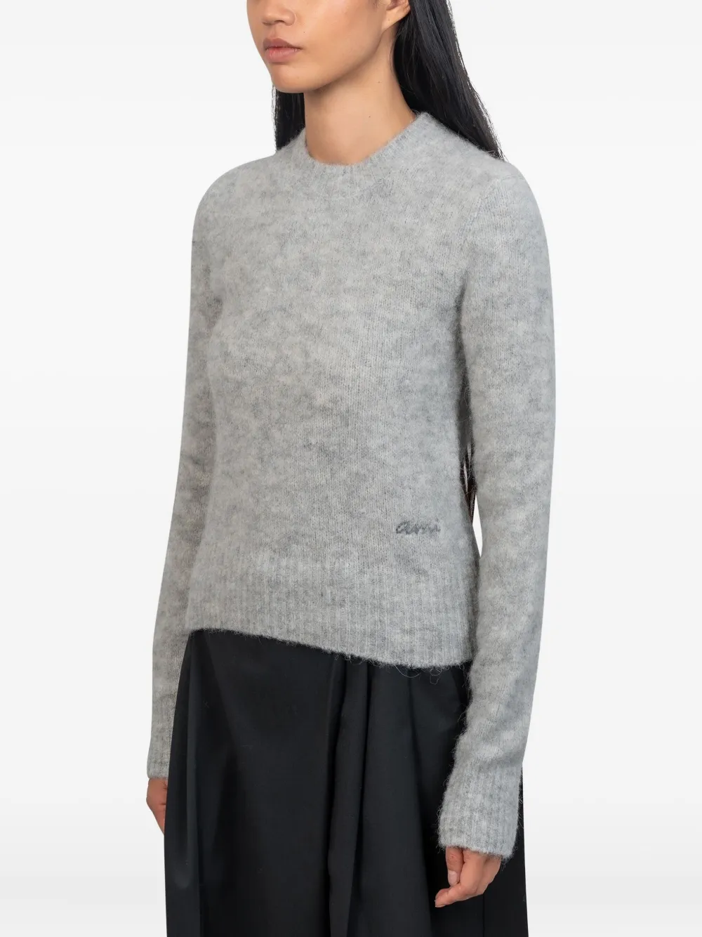 AMI Paris logo-embroidered crew-neck sweater | Knitted Sweaters | Image 2