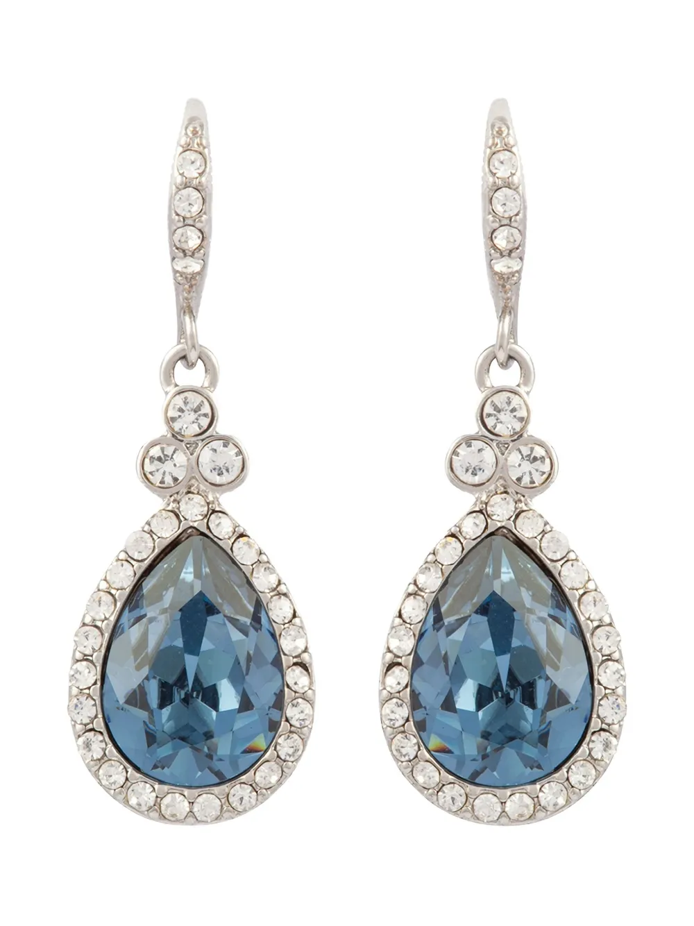 Pre-owned Givenchy 2000s Pear-shaped Crystal Earrings In Silver