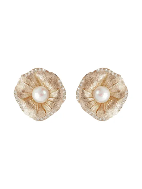Christian Dior Pre-Owned 1980s floral pearl clip-on earrings