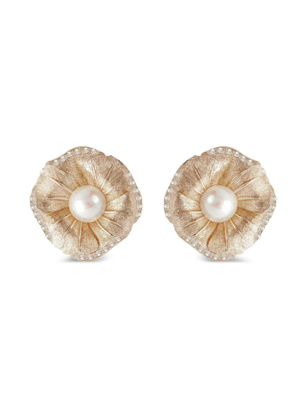 Christian Dior Pre-Owned 1980s floral pearl clip-on earrings | Gold | Image 1