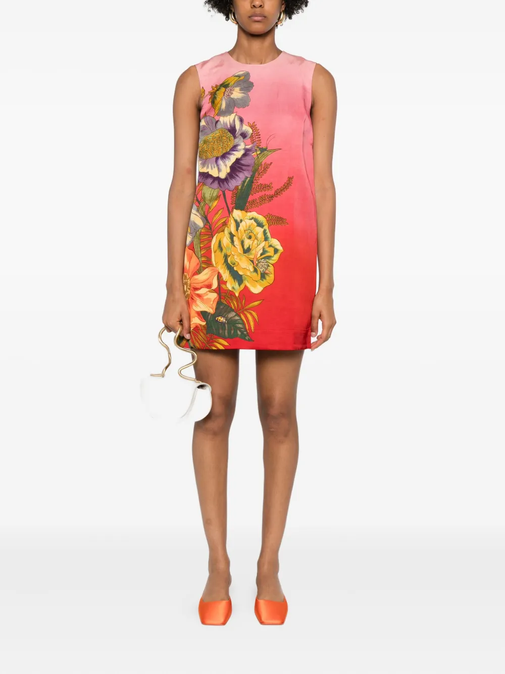 Alemais Inez Printed Linen-blend Mini Shift Dress In Red