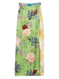 ALEMAIS Avery floral-print side-split long skirt - Green
