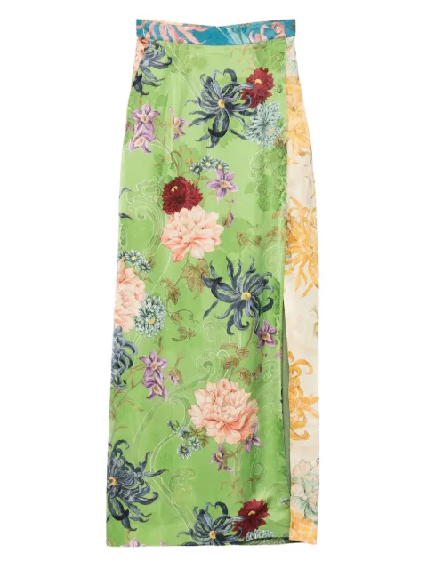 ALEMAIS  Avery floral-print side-split long skirt