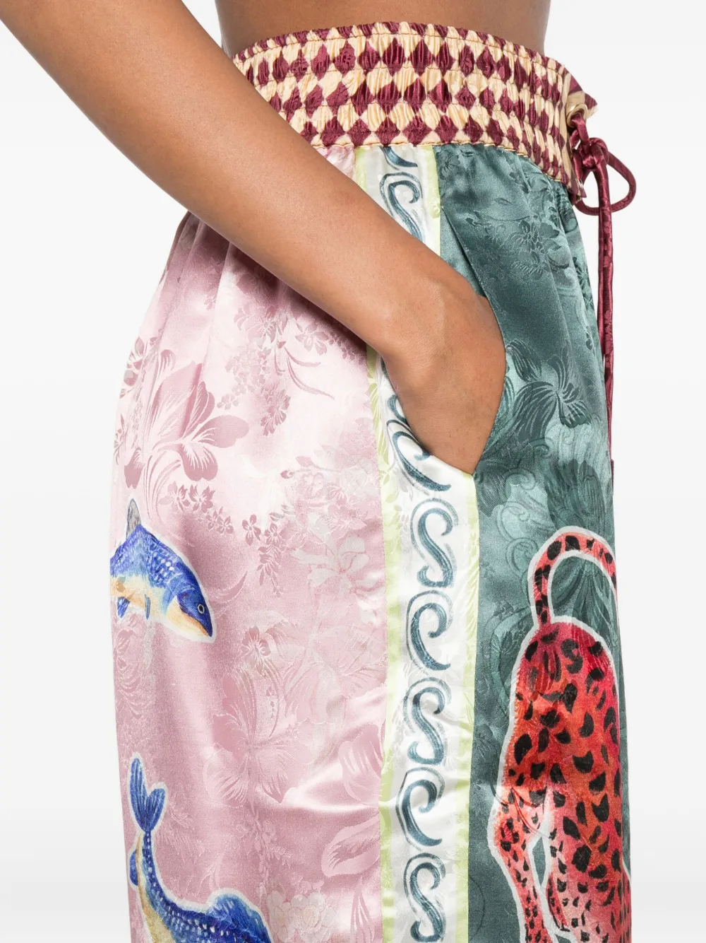 Alemais Rochester Animal-print Drawstring Shorts In Green