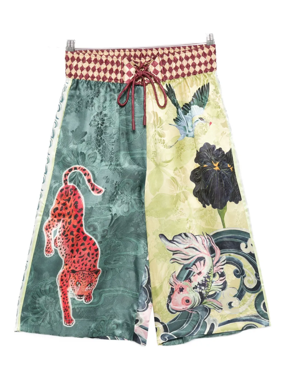 Alemais Rochester Animal-print Drawstring Shorts In Green