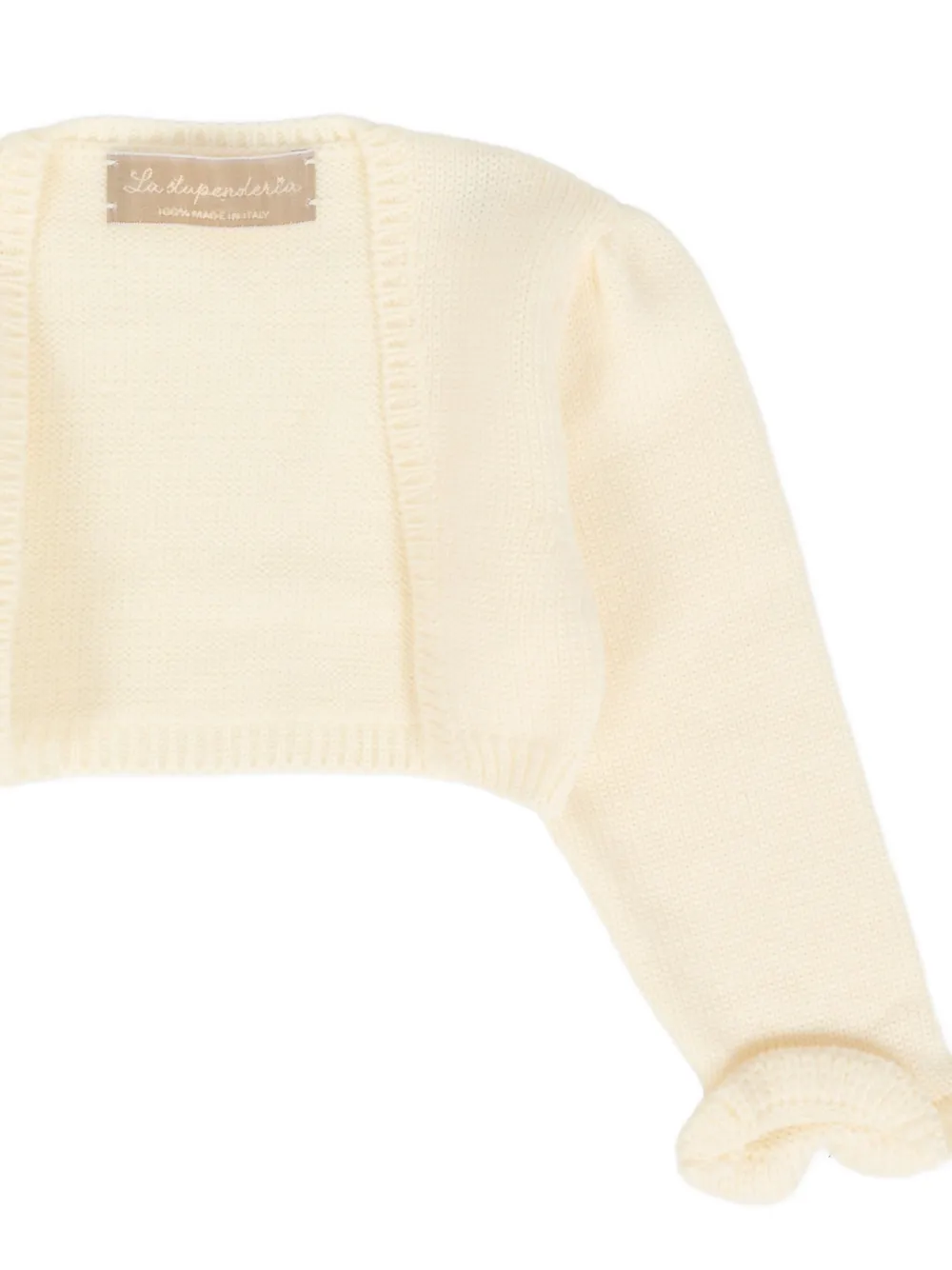 La Stupenderia Vest van merinowol met ruches Beige
