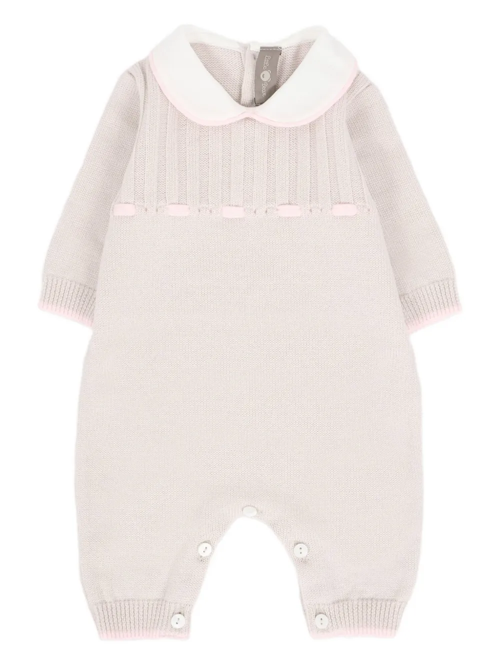 Little Bear Gebreide romper met Peter Pan-kraag Beige