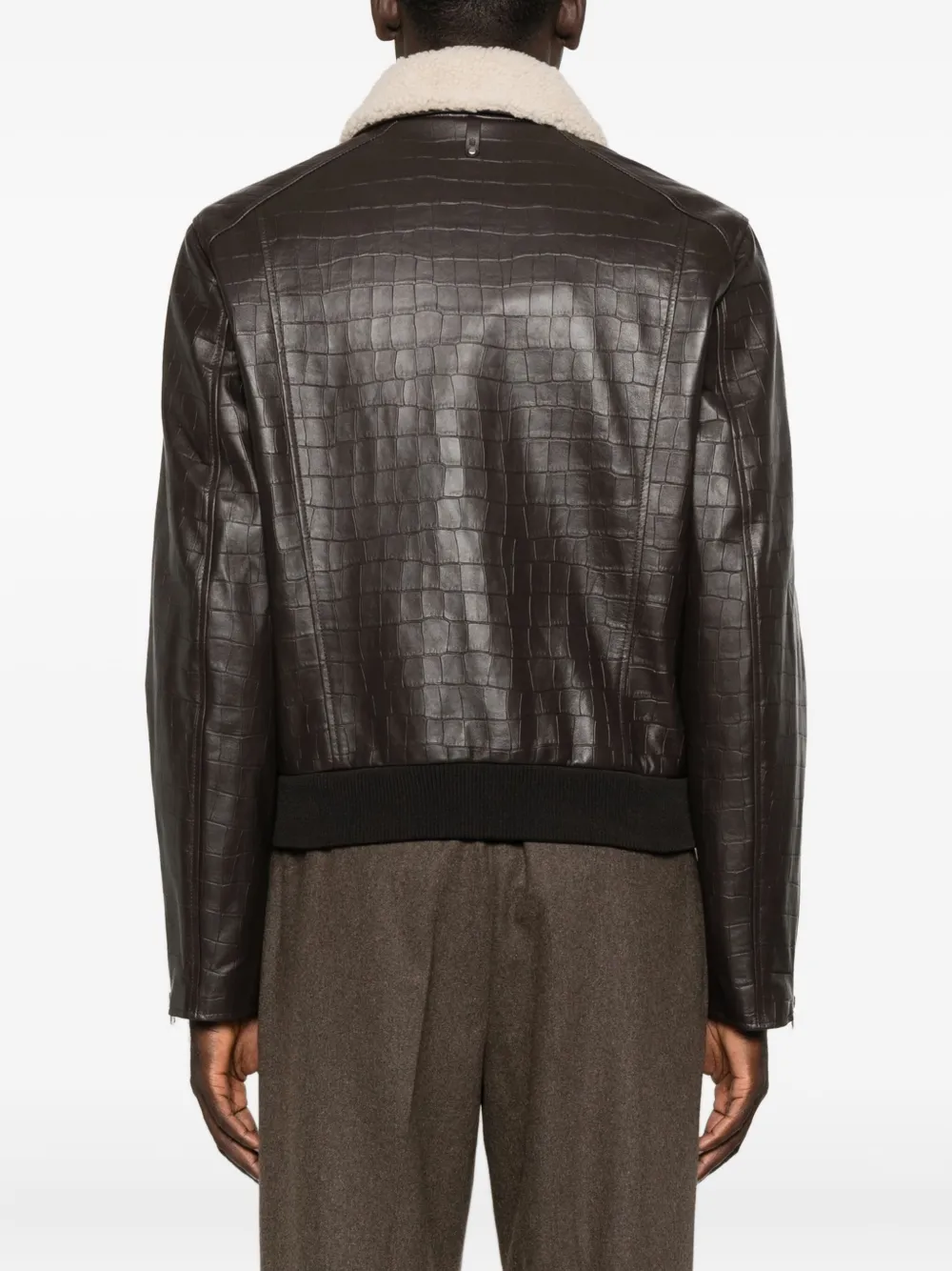 Mackage Embossed-leather Chance-nv Bomber Jacket In Brown