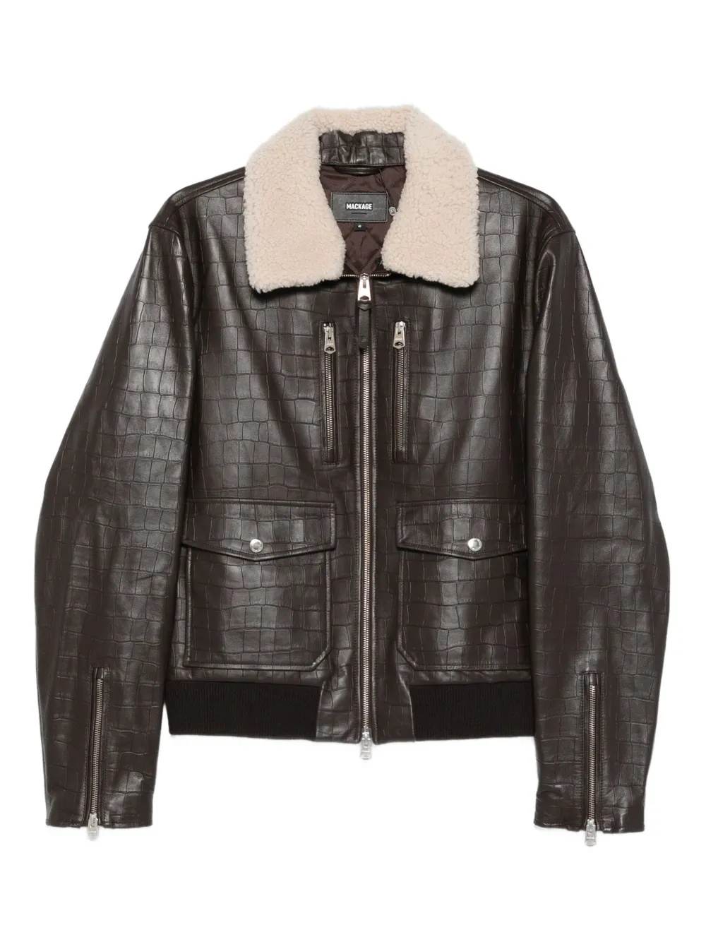 Mackage Chance-NV embossed leather jacket | Brown | Image 1