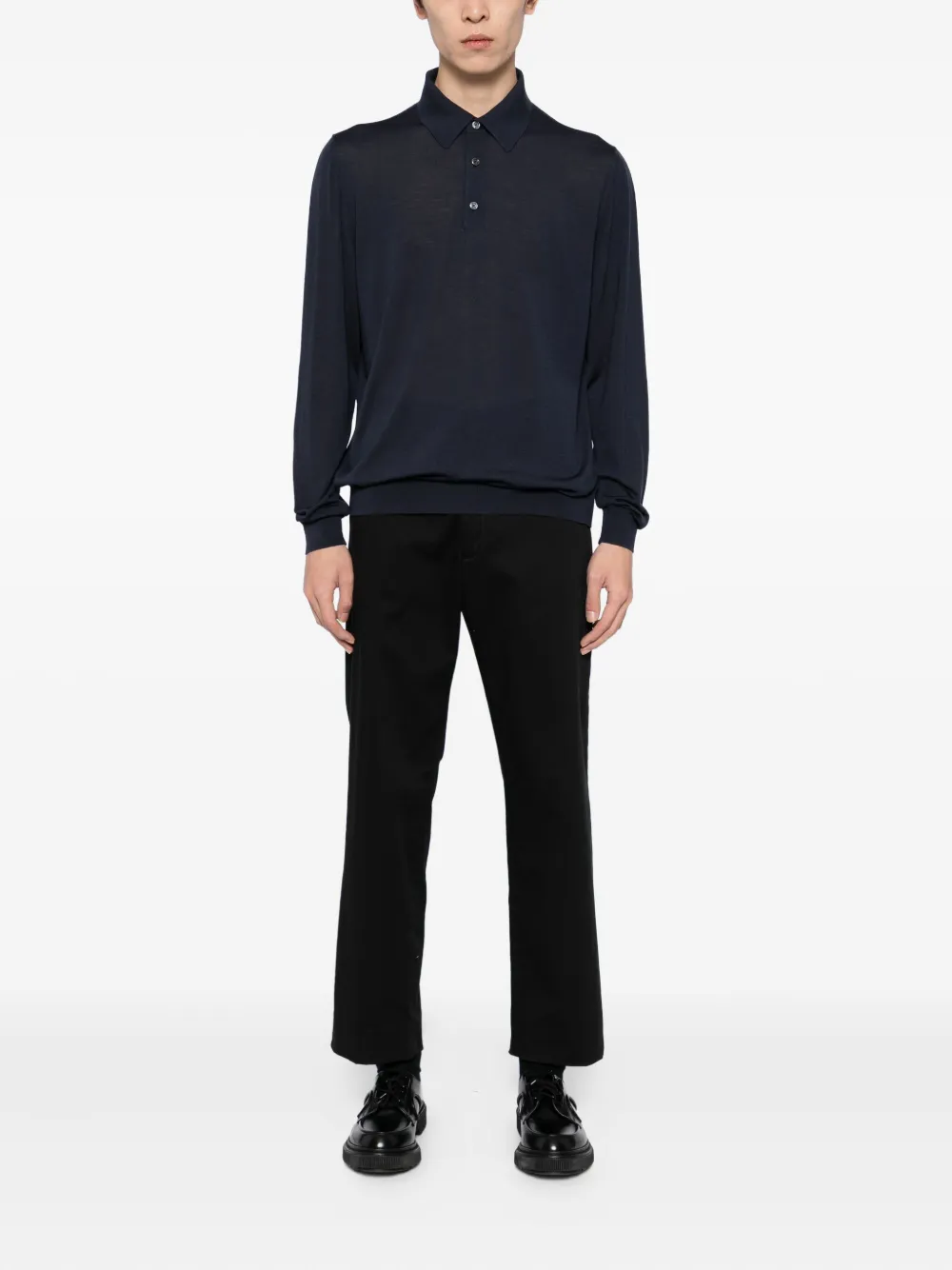 Kiton Poloshirt met lange mouwen - Blauw