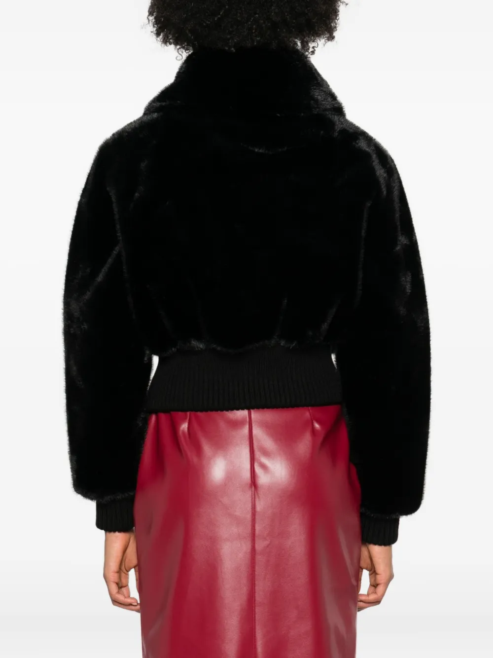 Pinko Ribbed Zip-front Jacket In Black